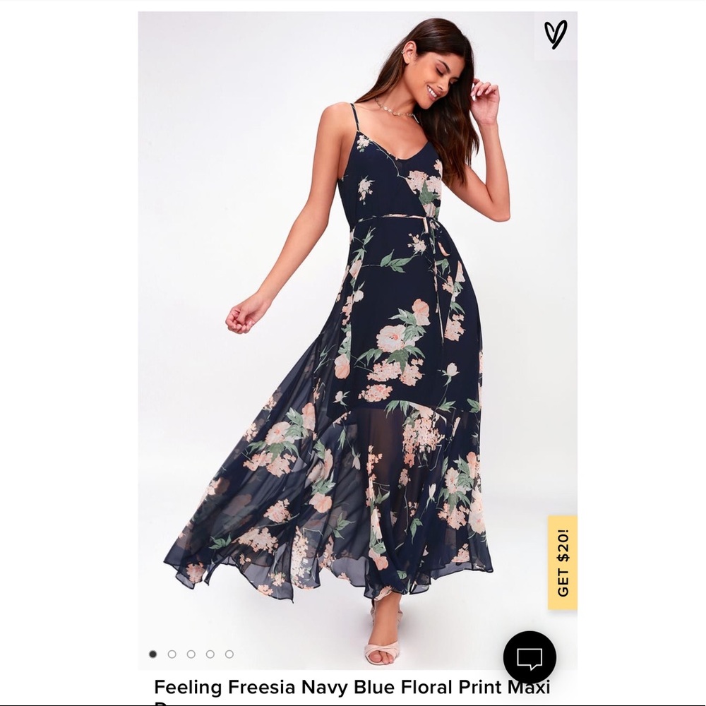 Lulus Navy Blue Floral Print Maxi Dress